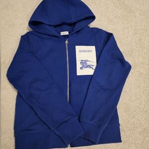 Burberry Kids Blue Hoodie with Logo Patch